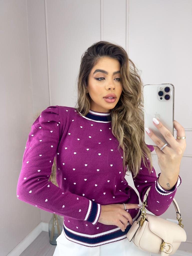 Blusa Letícia - coração manga puff