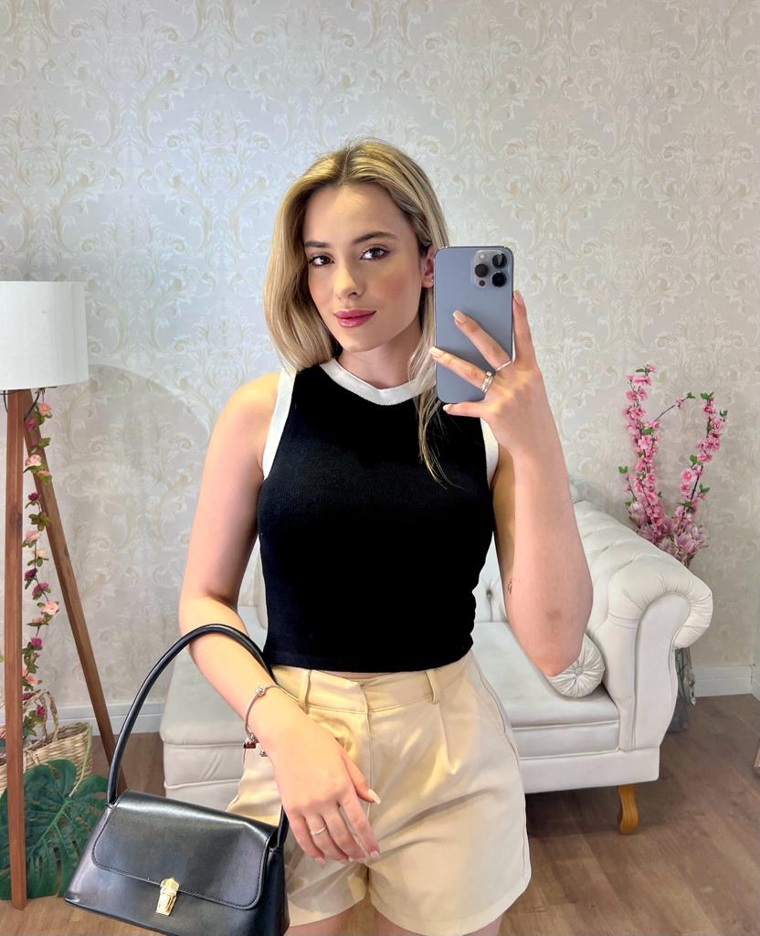 Cropped Miami - bicolor decote careca
