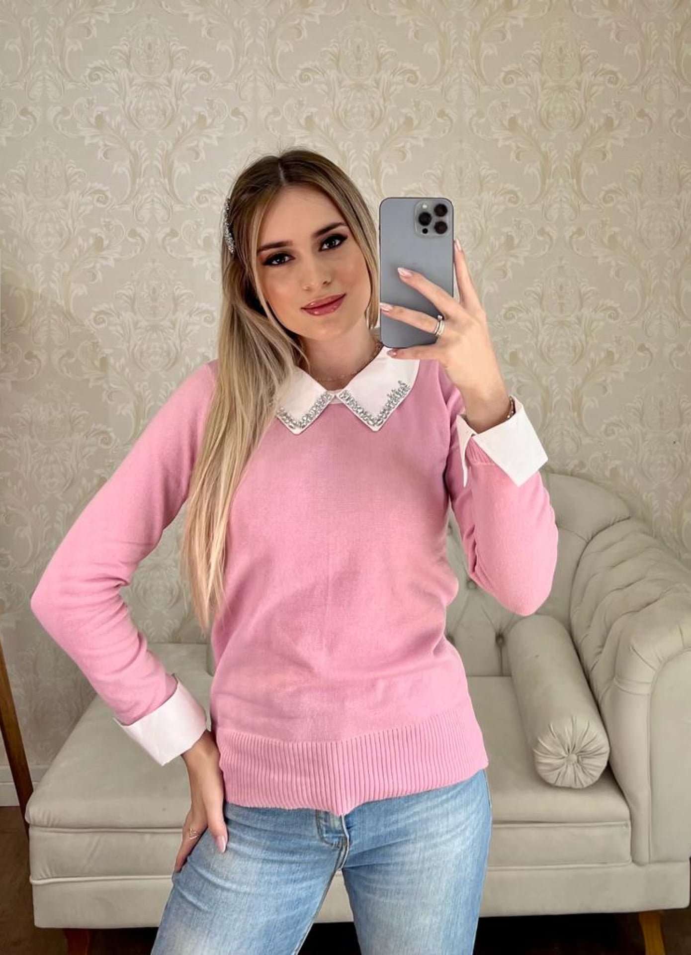 Bl Muriel - gola camisa bordada