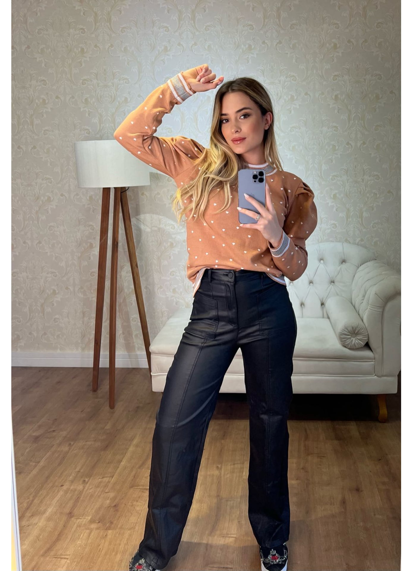 Blusa Letícia - coração manga puff