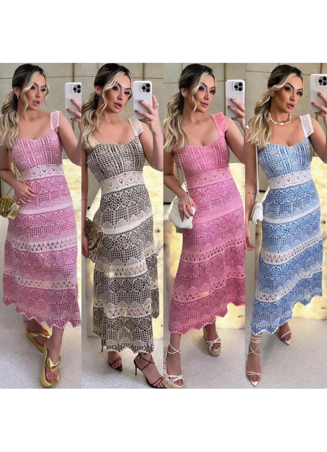 Vestido Bertioga - jacquard alça babado
