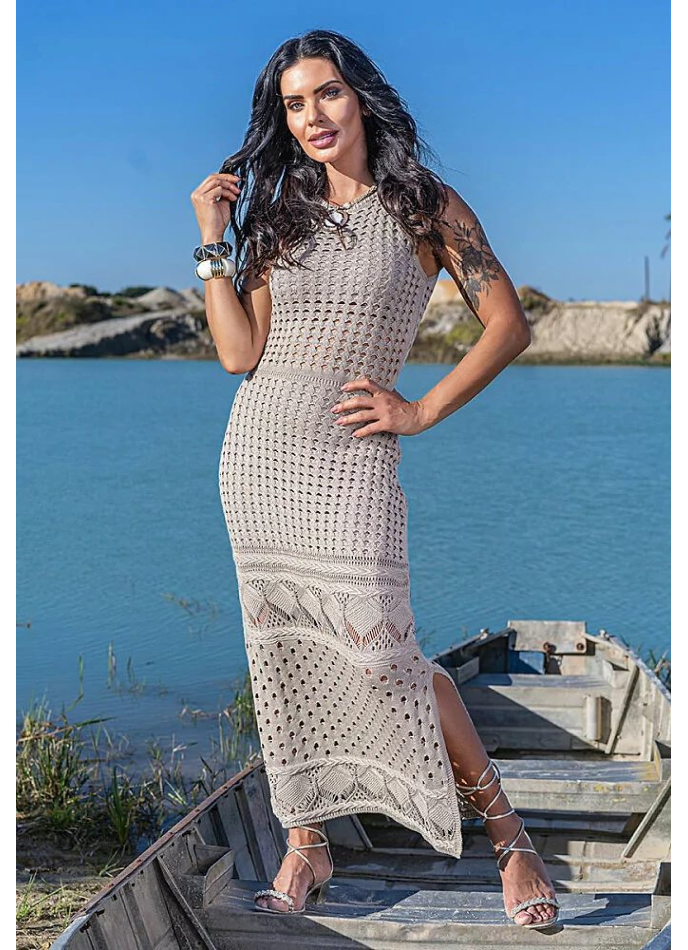 Vestido Grumari - rendado trança costas