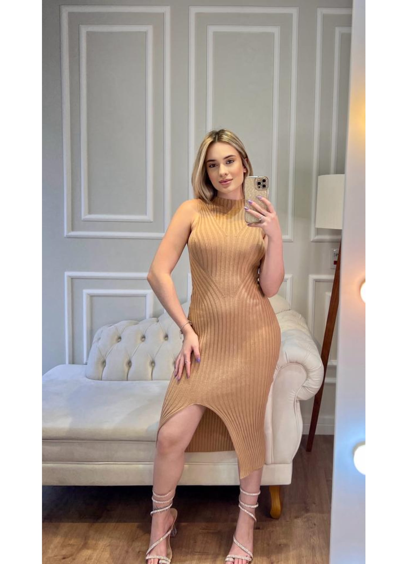 Vestido Samantha- modal canelado longo