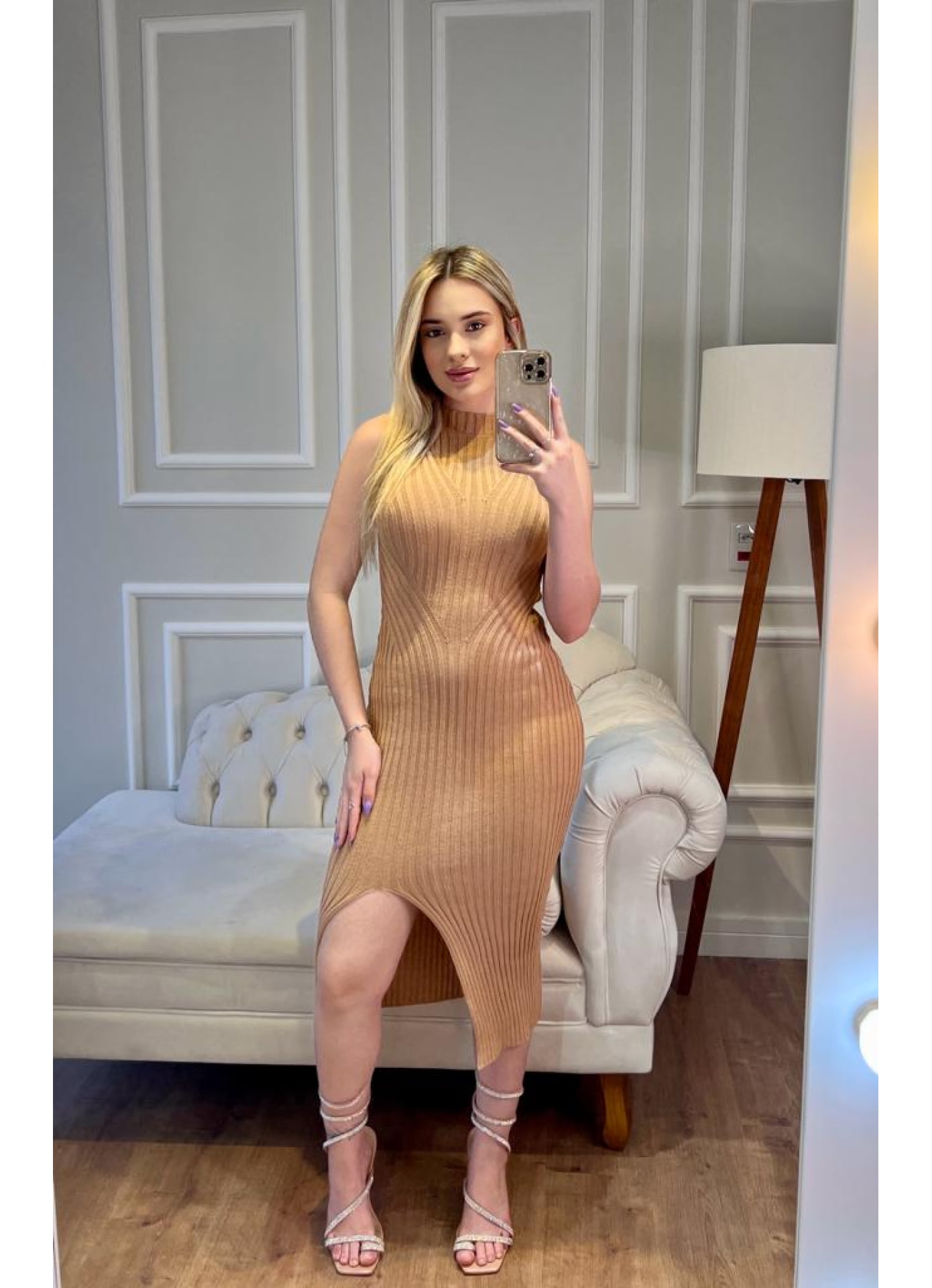 Vestido Samantha- modal canelado longo