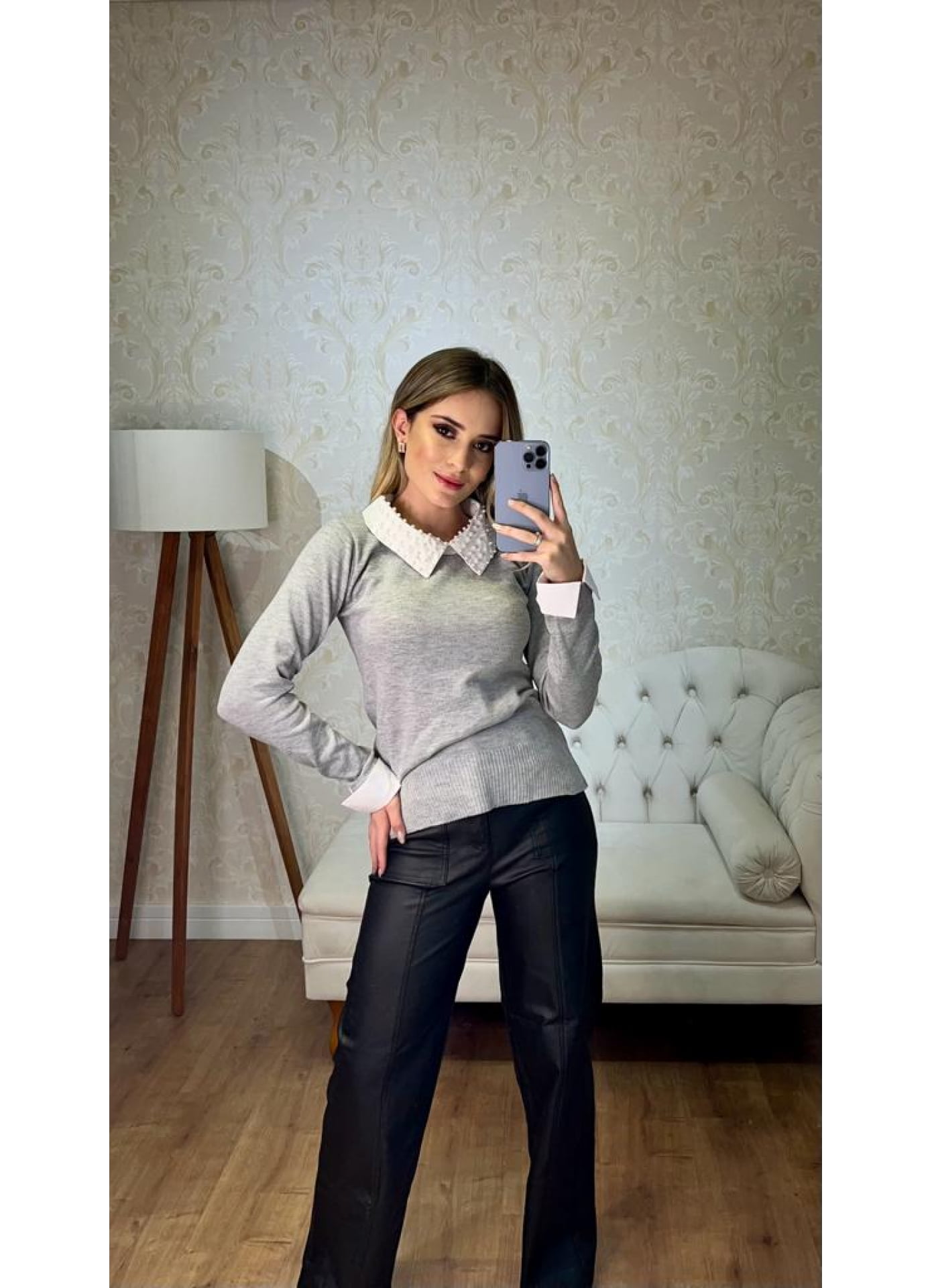 Bl Emilly - camisa embutida com pérolas 