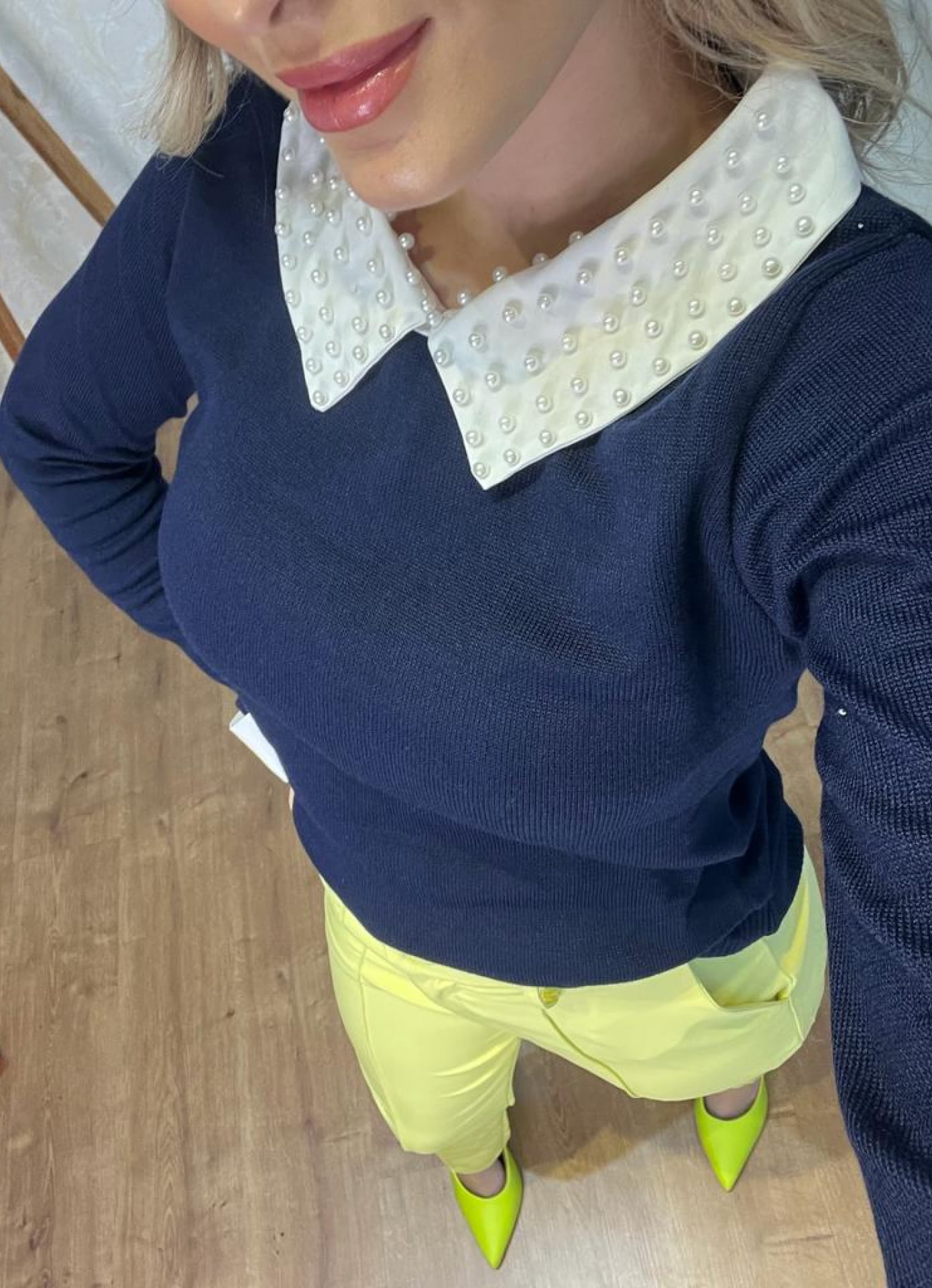 Bl Emilly - camisa embutida com pérolas 