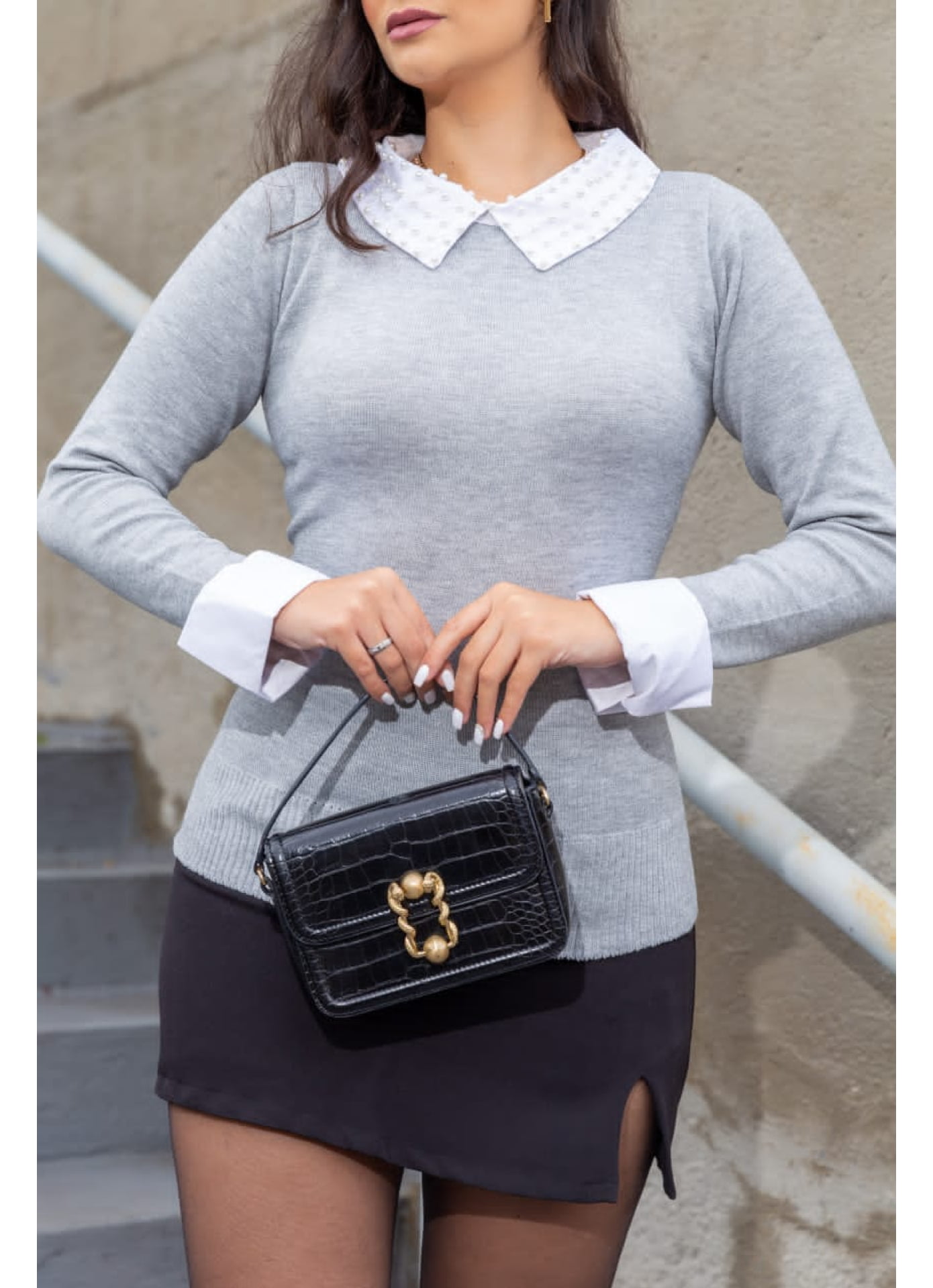 Bl Emilly - camisa embutida com pérolas 